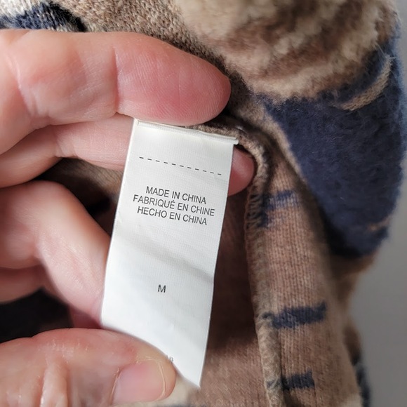 Lucky Brand Cardigan Size M Open Front Tribal Knit Sweater Earth Tones Boho Cozy - Picture 6 of 9